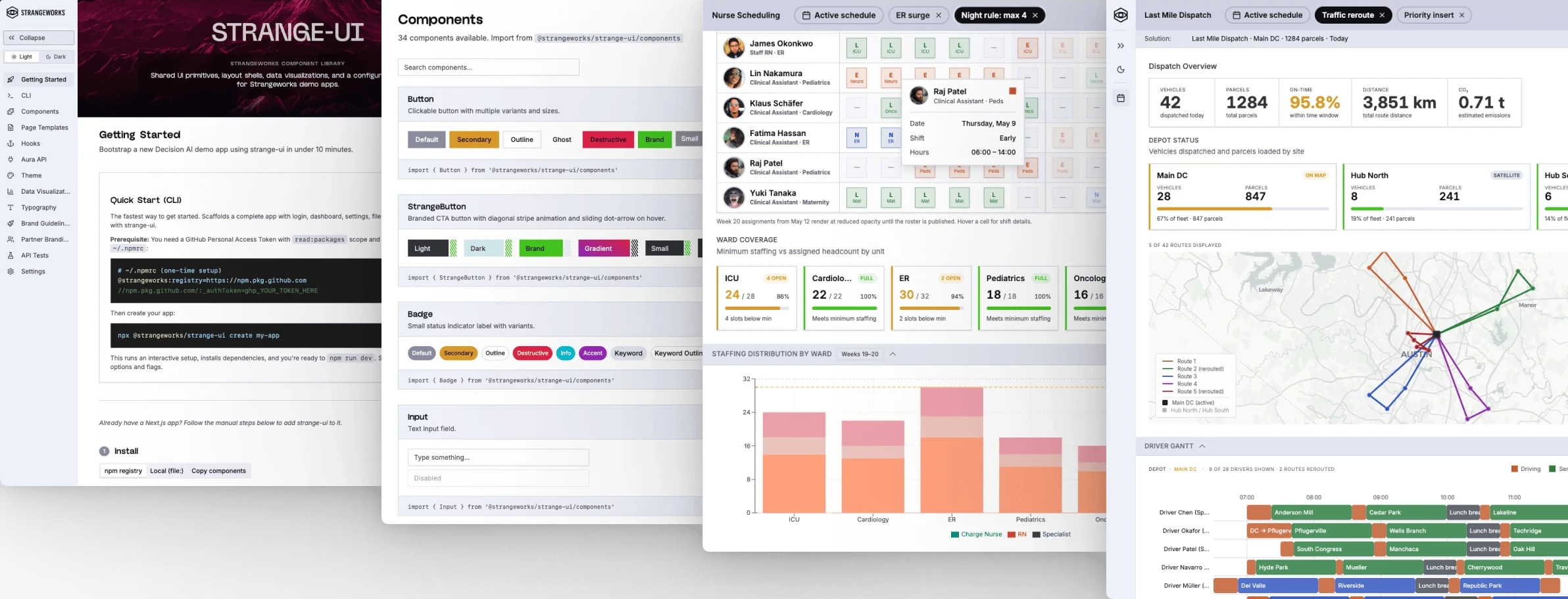 Client optimization apps — nurse scheduling and last-mile dispatch dashboards